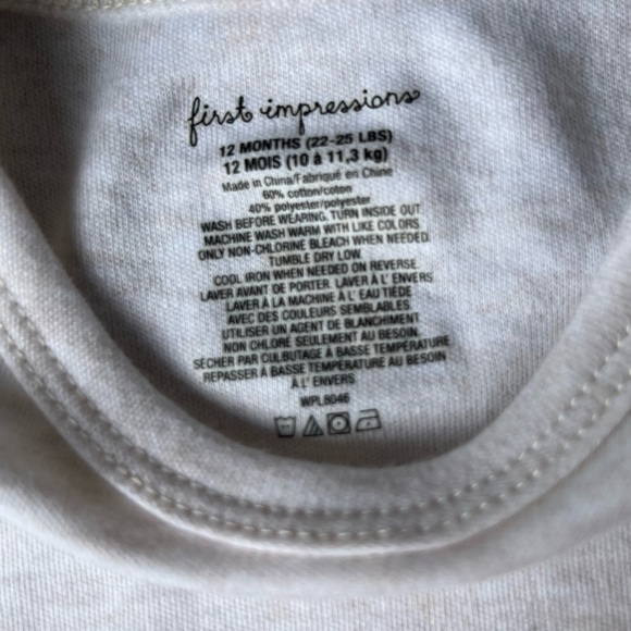 First Impressions 12m snap bodysuit onesies - 3 infant baby toddler - Picture 5 of 8
